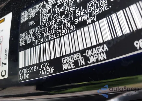 2020 Toyota 4Runner Sr5/Sr5 Premium/Venture/Limited/Night Shade/Trd Off Road/Trd Off Road Premium/Trd Pro from USA, damaged, VIN JTEBU5JR6L5780130